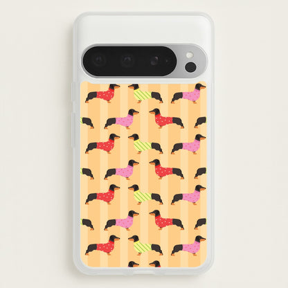 Dachshunds In Sweaters Pattern  - Dog Patterns Phone Case for Google Pixel 9 Pro XL