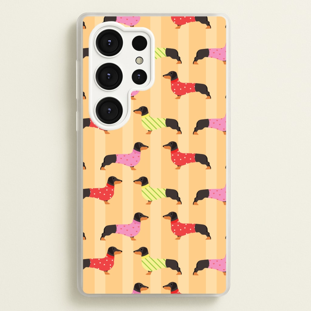 Dachshunds In Sweaters Pattern  - Dog Patterns Phone Case for Galaxy S25 Ultra