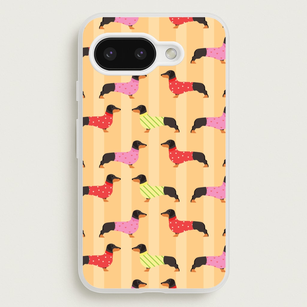 Dachshunds In Sweaters Pattern  - Dog Patterns Phone Case for Google Pixel 9a