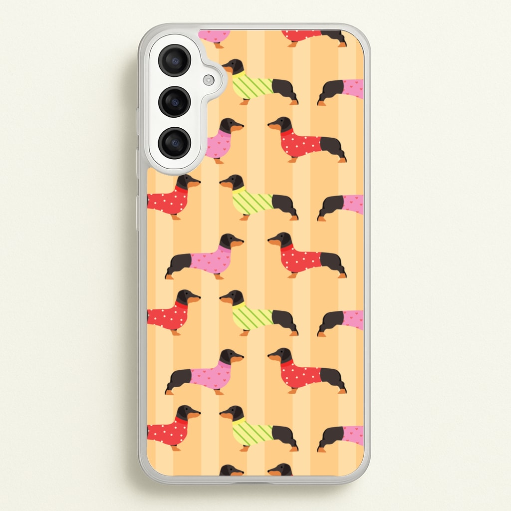 Dachshunds In Sweaters Pattern  - Dog Patterns Phone Case for Galaxy A34