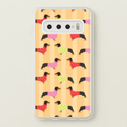Dachshunds In Sweaters Pattern  - Dog Patterns Phone Case for Galaxy S10 Plus