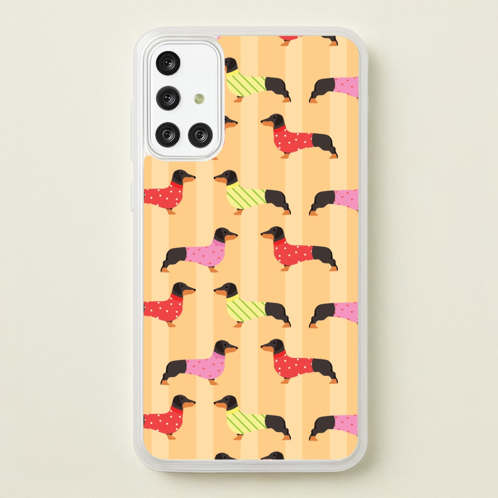 Dachshunds In Sweaters Pattern  - Dog Patterns Phone Case for Galaxy A71