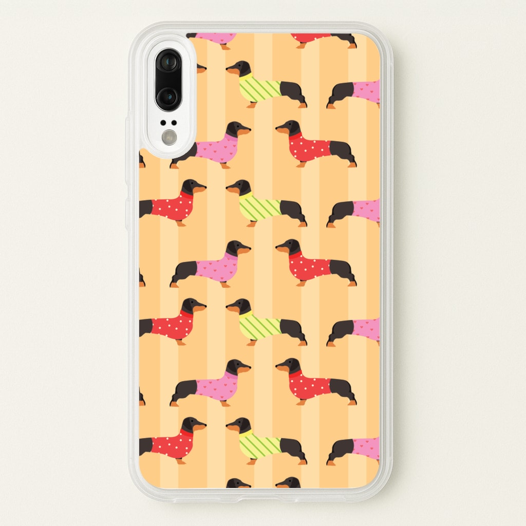 Dachshunds In Sweaters Pattern  - Dog Patterns Phone Case for Huawei P20