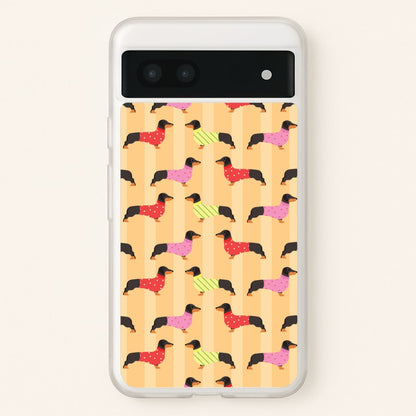 Dachshunds In Sweaters Pattern  - Dog Patterns Phone Case for Google Pixel 7a