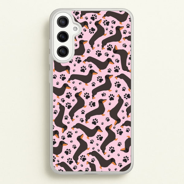 Dachschunds And Paws Pattern  - Dog Patterns Phone Case for Galaxy A36