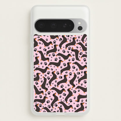 Dachschunds And Paws Pattern  - Dog Patterns Phone Case for Google Pixel 9 Pro XL