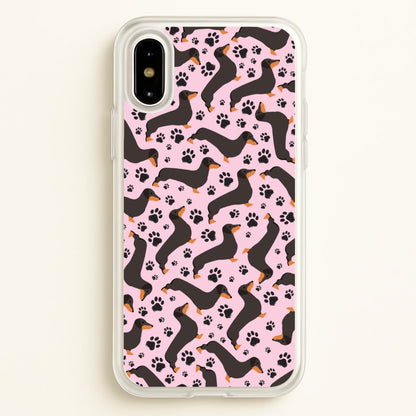 Dachschunds And Paws Pattern  - Dog Patterns Phone Case for iPhone X / XS