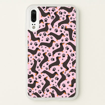Dachschunds And Paws Pattern  - Dog Patterns Phone Case for Huawei P20