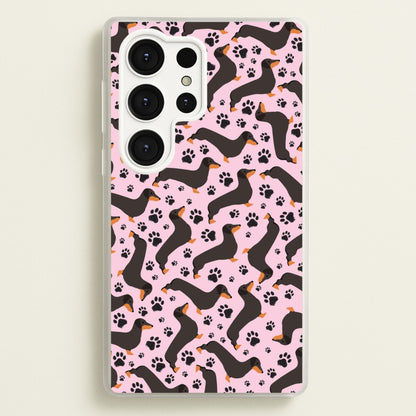 Dachschunds And Paws Pattern  - Dog Patterns Phone Case for Galaxy S25 Ultra