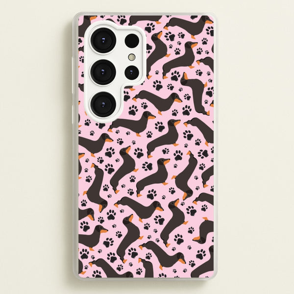 Dachschunds And Paws Pattern  - Dog Patterns Phone Case for Galaxy S25 Ultra