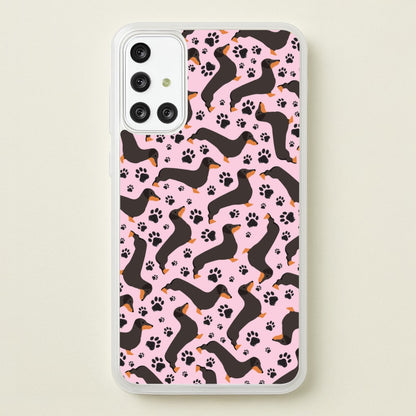 Dachschunds And Paws Pattern  - Dog Patterns Phone Case for Galaxy A71