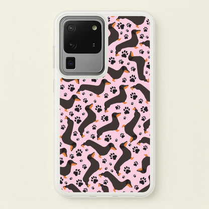 Dachschunds And Paws Pattern  - Dog Patterns Phone Case for Galaxy S20 Ultra
