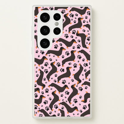 Dachschunds And Paws Pattern  - Dog Patterns Phone Case for Galaxy S24 Ultra