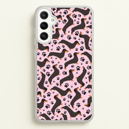 Dachschunds And Paws Pattern  - Dog Patterns Phone Case for Galaxy A34