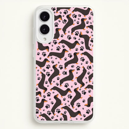 Dachschunds And Paws Pattern  - Dog Patterns Phone Case for Galaxy S25 Edge