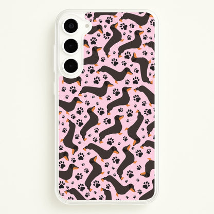 Dachschunds And Paws Pattern  - Dog Patterns Phone Case for Galaxy S23 Plus