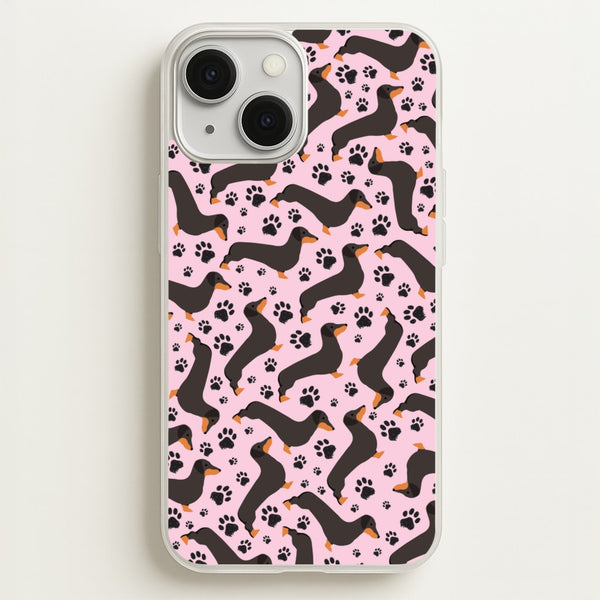 Dachschunds And Paws Pattern  - Dog Patterns Phone Case for iPhone 13 Mini