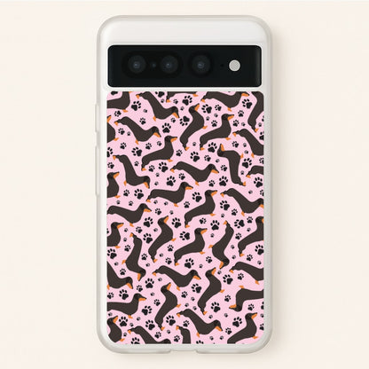 Dachschunds And Paws Pattern  - Dog Patterns Phone Case for Google Pixel 7 Pro