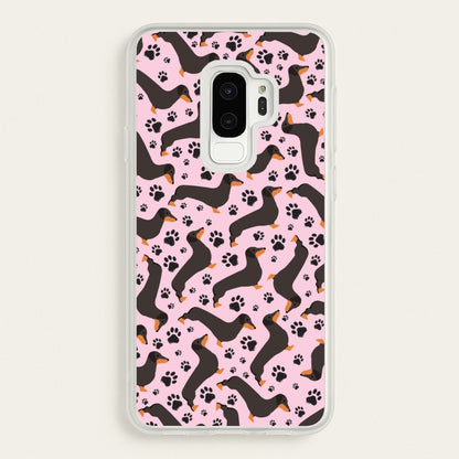 Dachschunds And Paws Pattern  - Dog Patterns Phone Case for Galaxy S9 Plus