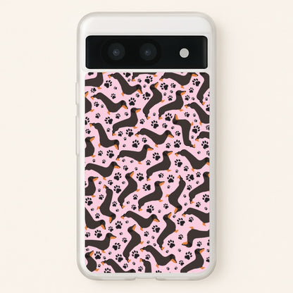 Dachschunds And Paws Pattern  - Dog Patterns Phone Case for Google Pixel 8a