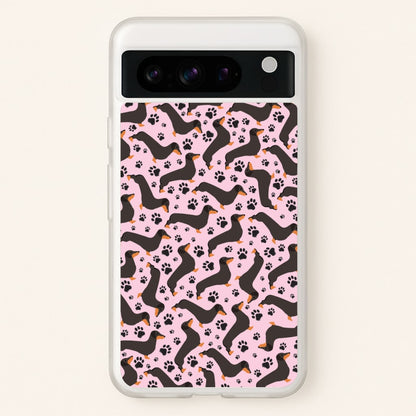 Dachschunds And Paws Pattern  - Dog Patterns Phone Case for Google Pixel 8 Pro