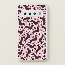 Dachschunds And Paws Pattern  - Dog Patterns Phone Case for Galaxy S10 Plus