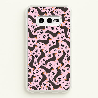 Dachschunds And Paws Pattern  - Dog Patterns Phone Case for Galaxy S10e