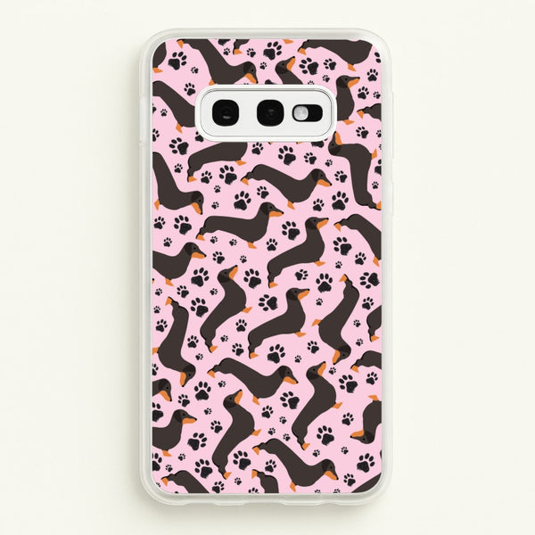 Dachschunds And Paws Pattern  - Dog Patterns Phone Case for Galaxy S10e
