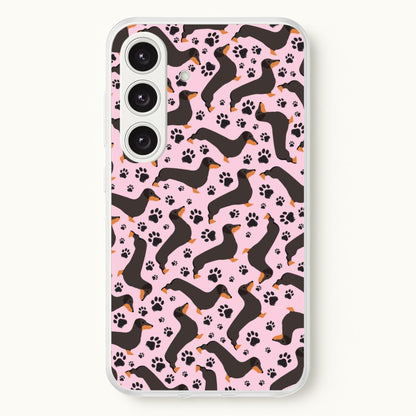Dachschunds And Paws Pattern  - Dog Patterns Phone Case for Galaxy S24