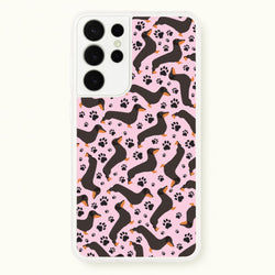 Dachschunds And Paws Pattern  - Dog Patterns Phone Case for Galaxy S21 Ultra