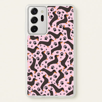 Dachschunds And Paws Pattern  - Dog Patterns Phone Case for Galaxy Note 20 Ultra