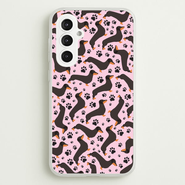 Dachschunds And Paws Pattern  - Dog Patterns Phone Case for Galaxy S23FE