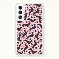 Dachschunds And Paws Pattern  - Dog Patterns Phone Case for Galaxy S21FE