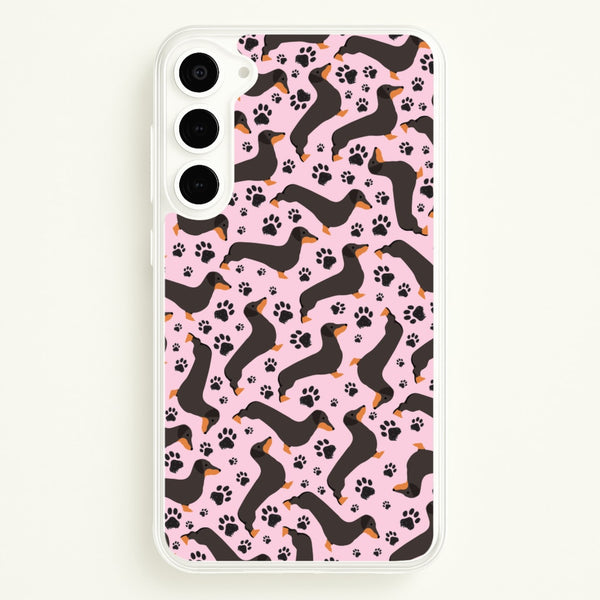 Dachschunds And Paws Pattern  - Dog Patterns Phone Case for Galaxy S23
