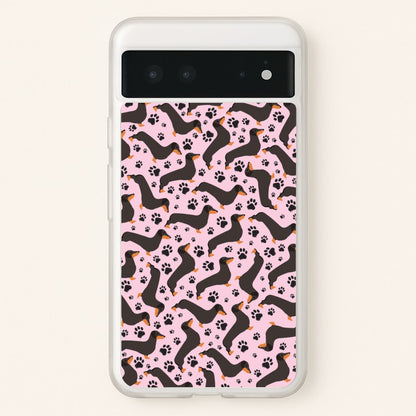 Dachschunds And Paws Pattern  - Dog Patterns Phone Case for Google Pixel 6