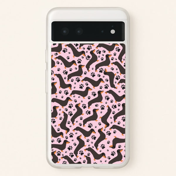 Dachschunds And Paws Pattern  - Dog Patterns Phone Case for Google Pixel 6