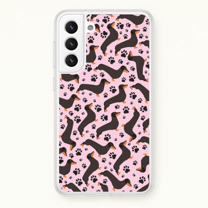Dachschunds And Paws Pattern  - Dog Patterns Phone Case for Galaxy S21
