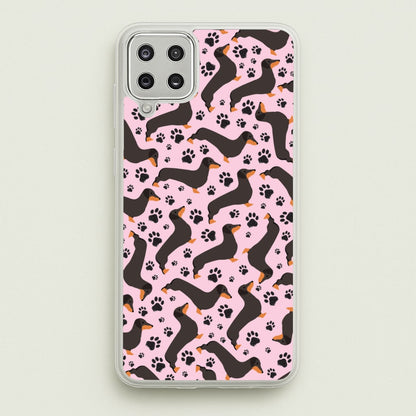 Dachschunds And Paws Pattern  - Dog Patterns Phone Case for Galaxy A12