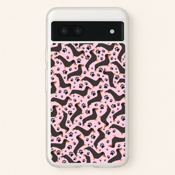 Dachschunds And Paws Pattern  - Dog Patterns Phone Case for Google Pixel 6a