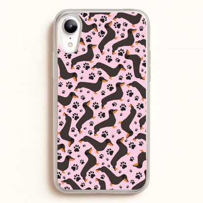 Dachschunds And Paws Pattern  - Dog Patterns Phone Case for iPhone XR