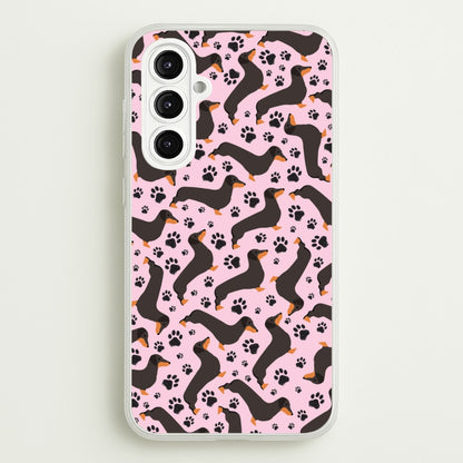 Dachschunds And Paws Pattern  - Dog Patterns Phone Case for Galaxy A16