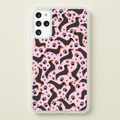 Dachschunds And Paws Pattern  - Dog Patterns Phone Case for Galaxy S20 Plus