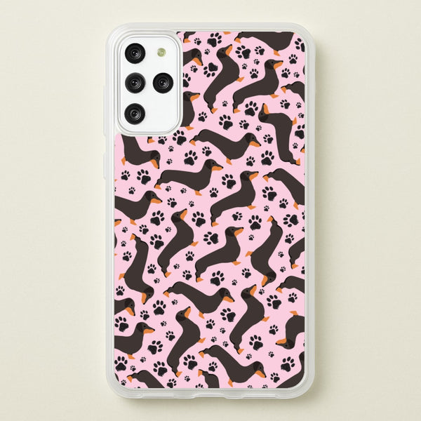 Dachschunds And Paws Pattern  - Dog Patterns Phone Case for Galaxy S20 Plus
