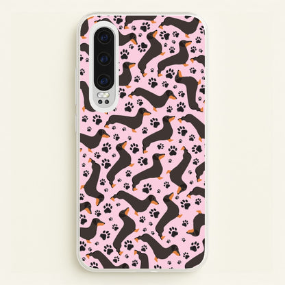 Dachschunds And Paws Pattern  - Dog Patterns Phone Case for Huawei P30