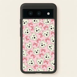 Cute Terrier And Bows Pattern   - Dog Patterns Phone Case for Google Pixel 8a