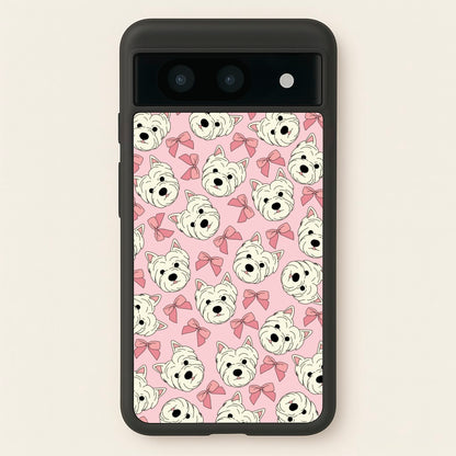 Cute Terrier And Bows Pattern   - Dog Patterns Phone Case for Google Pixel 8a