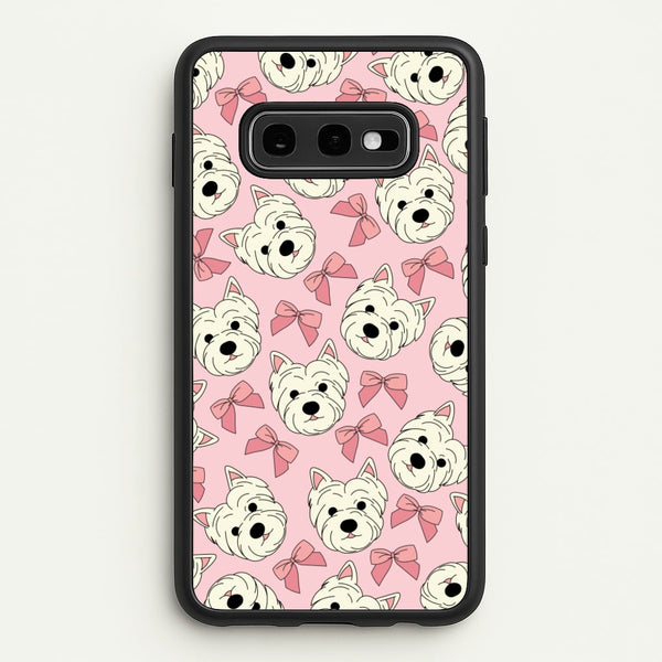 Cute Terrier And Bows Pattern   - Dog Patterns Phone Case for Galaxy S10e