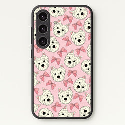 Cute Terrier And Bows Pattern   - Dog Patterns Phone Case for Galaxy S25 Plus