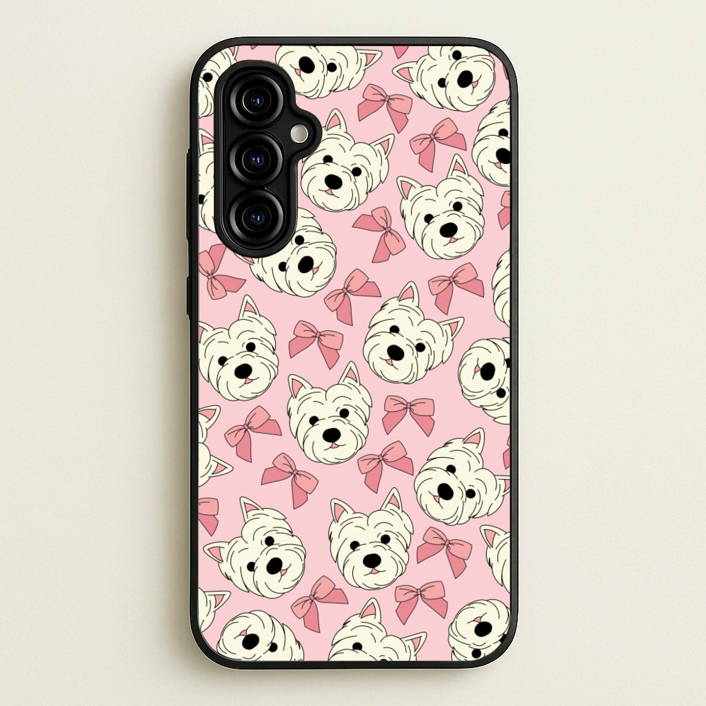 Cute Terrier And Bows Pattern   - Dog Patterns Phone Case for Galaxy A54