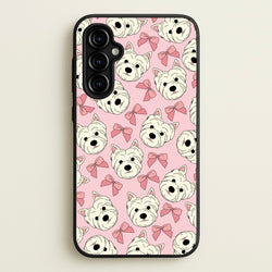 Cute Terrier And Bows Pattern   - Dog Patterns Phone Case for Galaxy A54